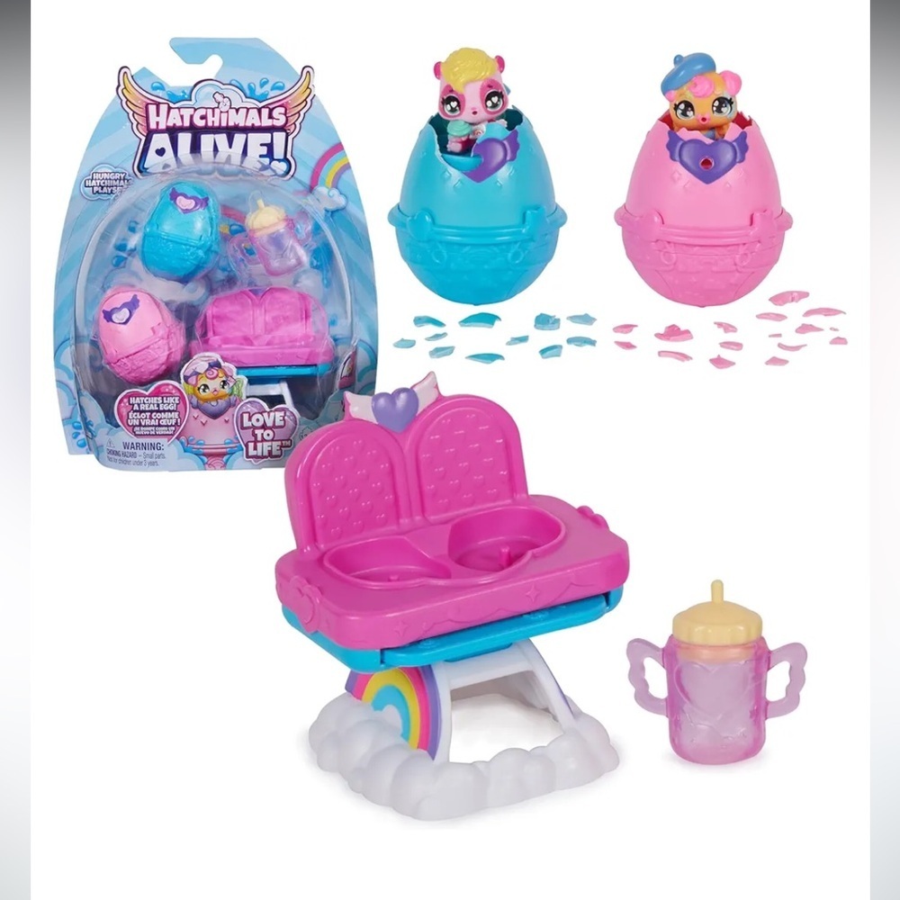 NEW Hatchimals Hungry Playset With High chair / Self hatching eggs
